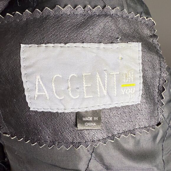 ACCENT on You 100% Leather Motorcycle Jacket, Black, Belt, Zipper, Sz S 2/$50 - Picture 14 of 16